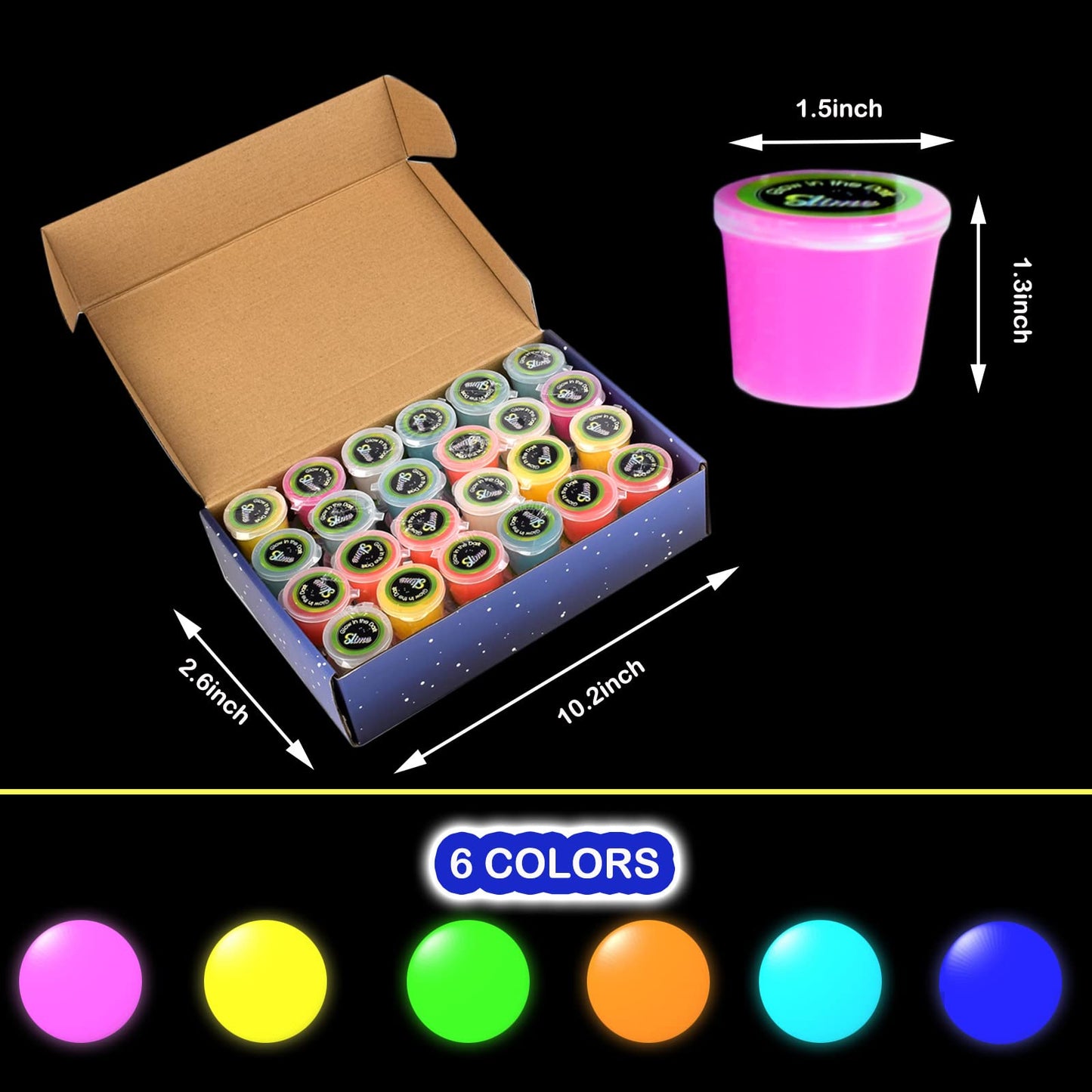 48 Pack Galaxy Slime, Glow In The Dark Slime Kit Party Favors For Girls And Boys, Non Sticky, Super Soft, Wet, Stress Relief Put