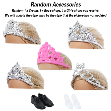 BJDBUS Wedding Set for Dolls - White Dress, Bridal Veil & Groom Suit, Nylon, 11.5 in, Model 2459, Black Accents