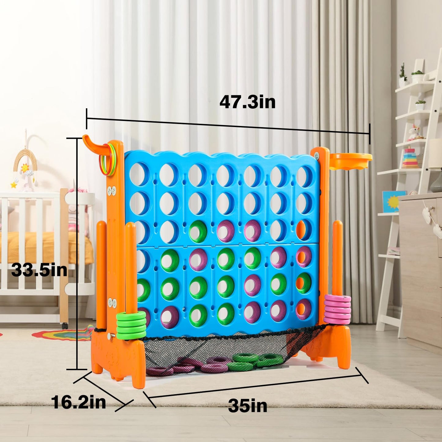 Giant 4 Row Game With Carrying Bag And Mesh Fabric .Giant 4-To-Score Game Set Suitable For Indoor And Outdoor Holiday Parties An