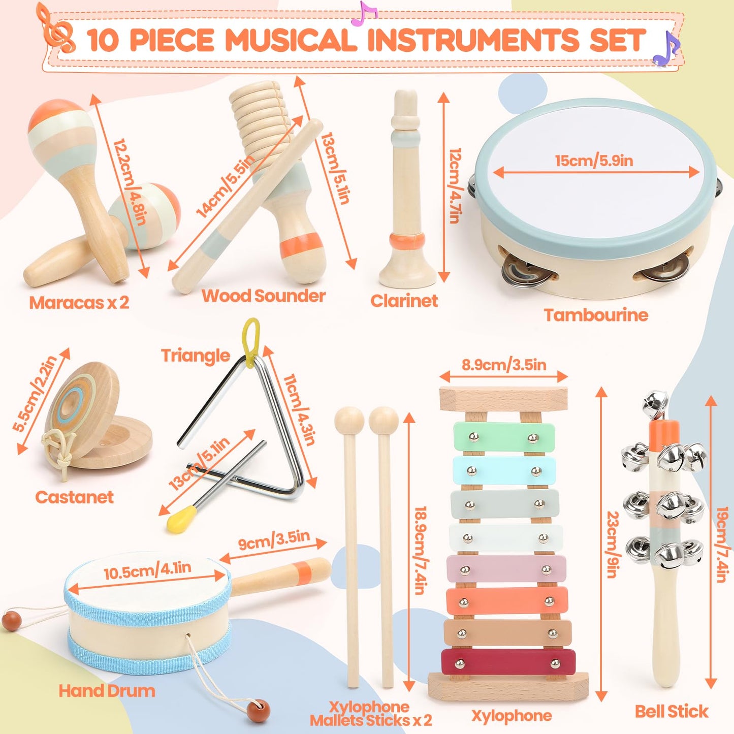 Toddler Musical Instruments,Baby Musical Toys For 1 Year Old Girl/Boy Gifts Preschool Learning,Baby Montessori Wooden Musical To