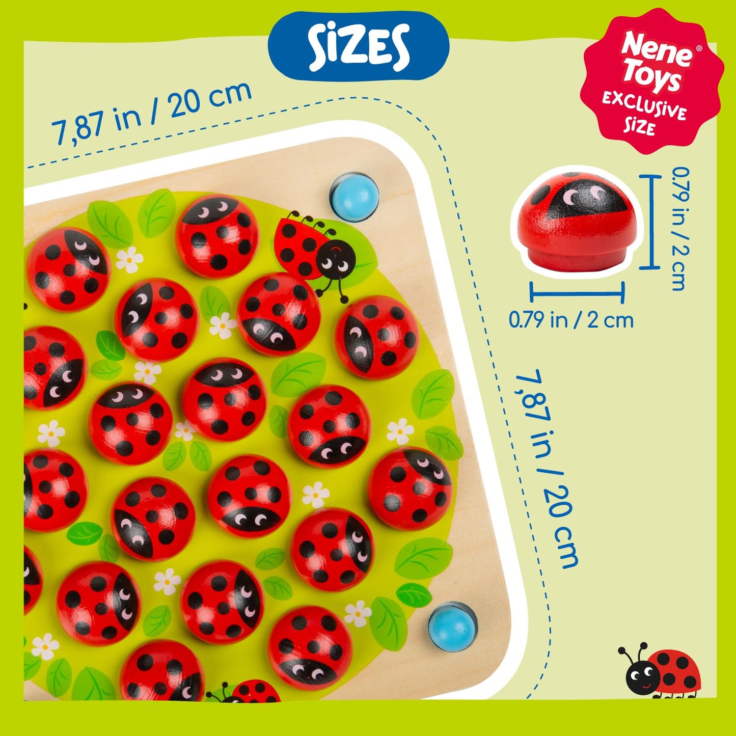 Nene Toys Ladybug’S Garden Memory Game – Wooden Matching Games For Toddlers 3-5 – Travel Toy For Boys Girls, Road Trip Essentials For Toddler, Airplane, Car - Ideal Christmas, Birthday Gifts
