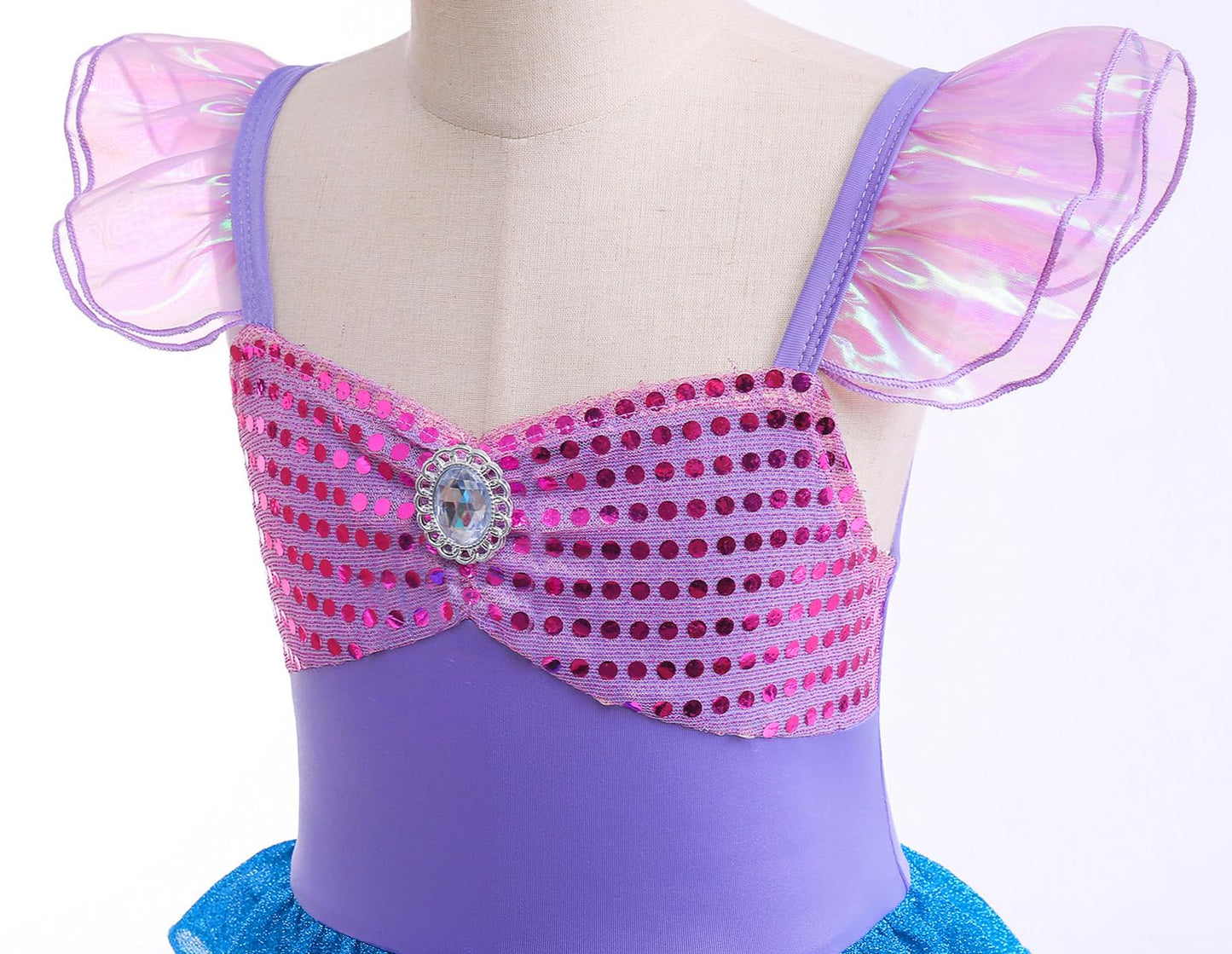 Huutiomys Little Girl Luxury Mermaid Costume Princess Dress For Girls With Accessories (Blue, 3-4 Years)