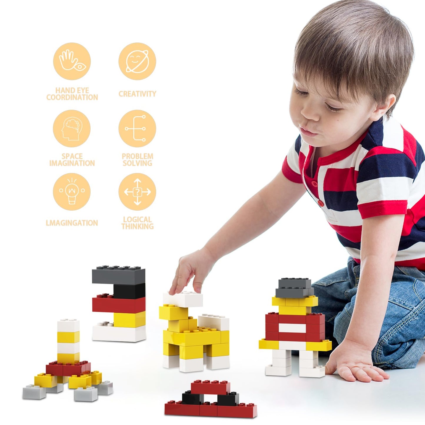 Webrick 300 Pcs Classic Building Bricks, Dark Grey Bulk Bricks,Compatible With Lego And Major Brands Parts And Pieces, Creative
