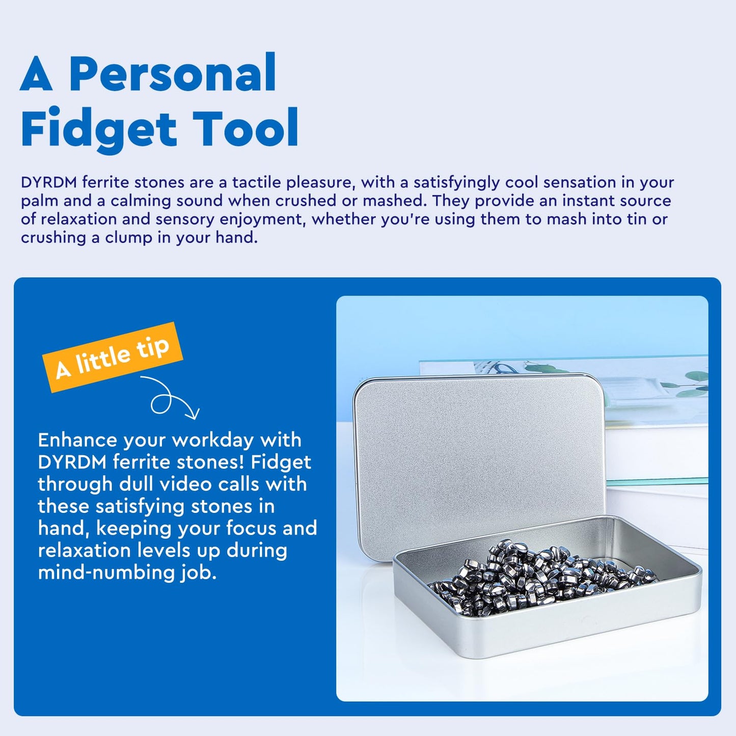 DYRDM 300+ Original Ferrite Putty Silver, Fidget Toy Ferrite Stones for Stress Relief, Sensory Toy for Adults & Teens 14+, Holid