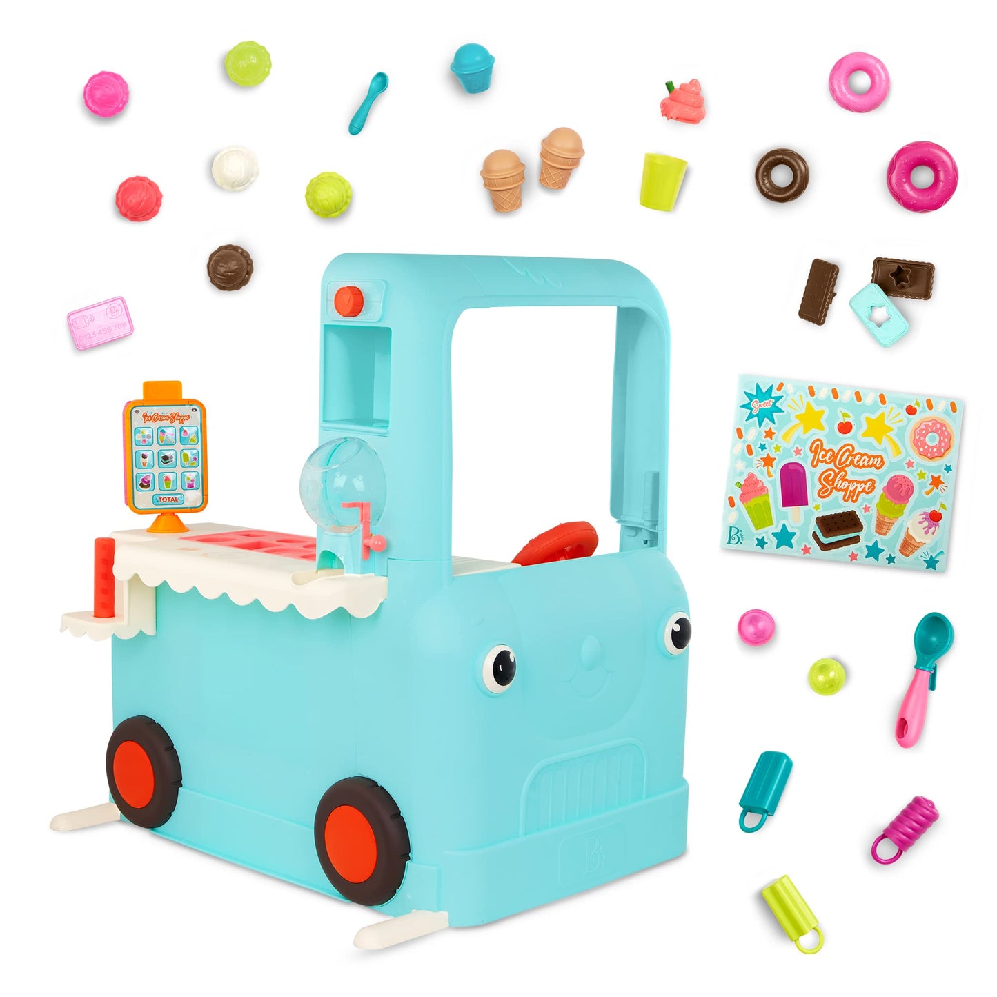 B. toys- Ice Cream Shoppe- Pretend Play Ice Cream Toys, Tablet & Accessories - Interactive Food Truck for Toddlers, Kids - Educa