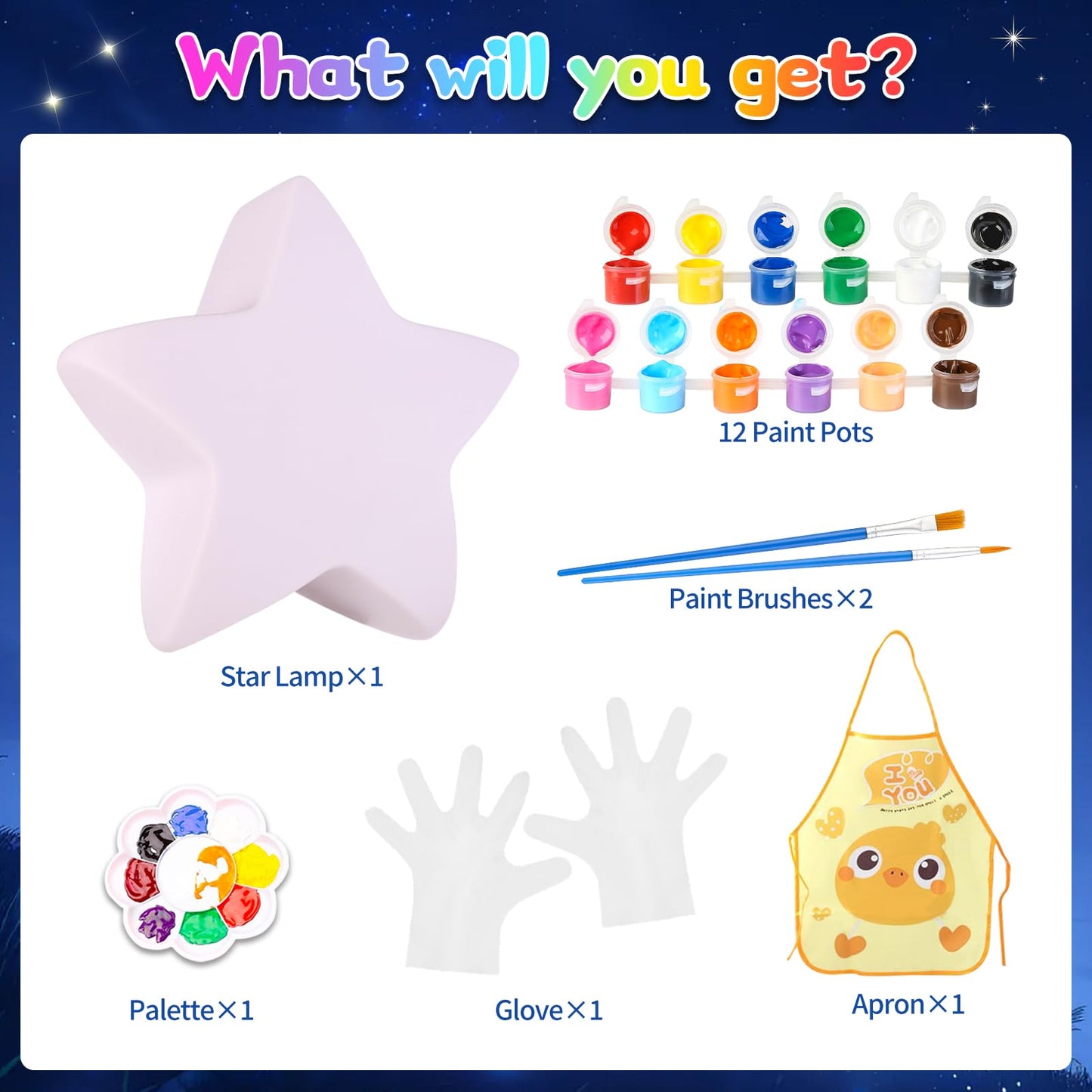 Paint Your Own Star Lamp Art Kit, Diy Star Night Light For Kids Painting Kit, Art Supplies Arts And Crafts For Kids Ages 8-12, Creative Arts & Crafts Toys, Boys Girls Birthday Gifts Age 3 4 5 6 7 8 9+