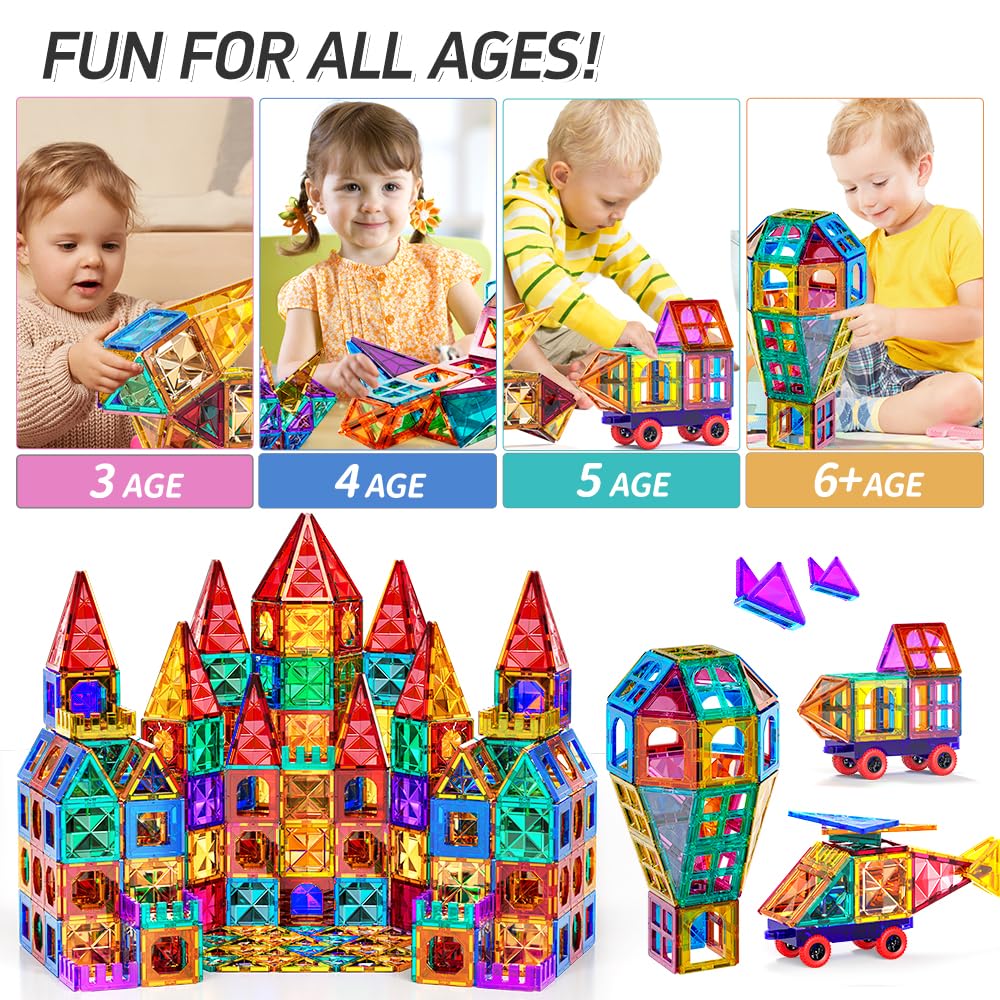 Temi Magnet Tiles, Magnet Building Toy, Magnets Building Set, Learning And Education Toys Christmas Toy Gifts For Ages 3 4 5 6 7 8+ Year Old Toddler Kids Boys And Girls (Magnet Tiles-150Pcs)