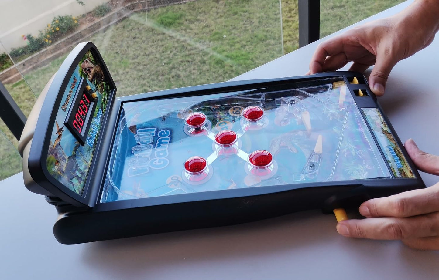 Trisquirrel Electronic Pinball Game,Dinosaurs Pinball Machine,Tabletop Arcade Pinball With Lights & Sounds Effects,Led Digital S