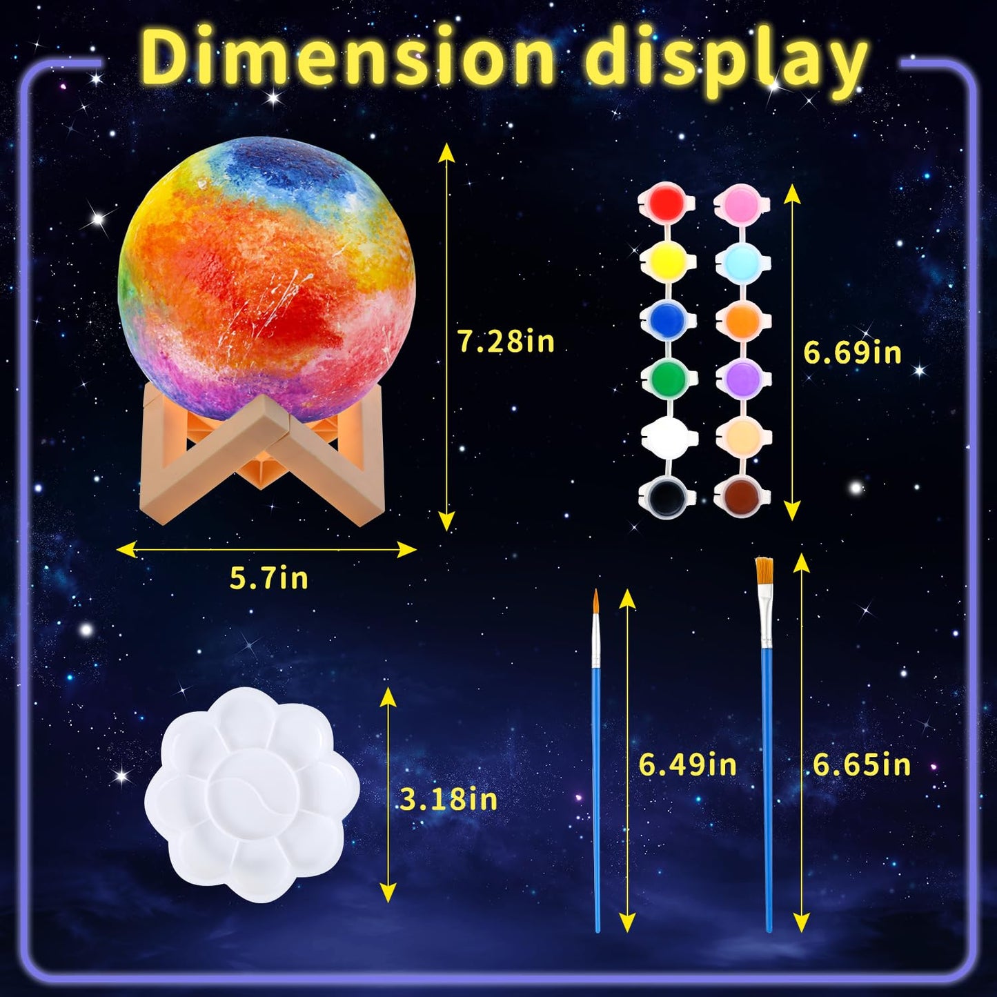 Paint Your Own Moon Lamp Kit, Gifts DIY 3D Moon Light Cool Galaxy Lamp,Toys for Teens Boys Girls, Arts & Crafts Kit Art Supplies