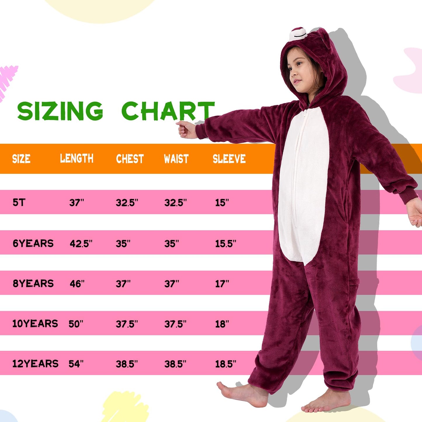 Halloween Christmas Unisex Kids Flannel Cosplay Onesie Costume Outfit Suit For Girls And Boys (Red Bear, 5 Years)