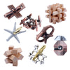 Rlylf 8 Pieces Wooden And Metal Brain Teaser Puzzles 3D Education Toys For Adults And Kids Iq Logic Training Family Game Party F