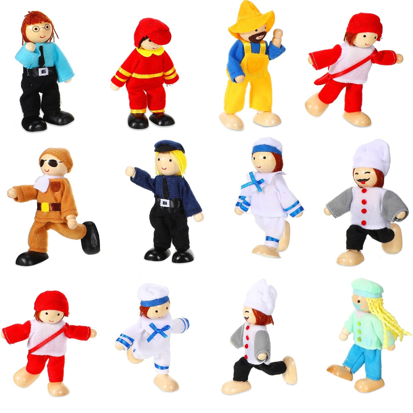 Skylety 10 Pcs Wooden Dollhouse Set Of Mini People Figures Dolls Wooden Doll Pretend Play Figures Accessories For Pretend Dollhouse Toy(Fresh Style)