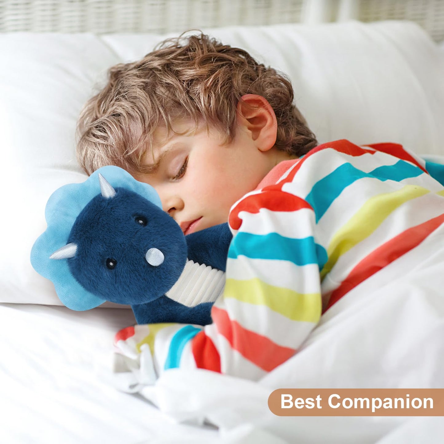 Suzzipals Microwavable Triceratops Dinosaur Stuffed Animals, Heated Stuffed Animal Heating Pads For Cramps & Pain, Navy Blue Din