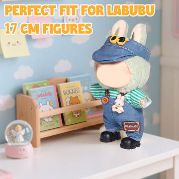 AICase for Labubu Clothes/for Labubu Outfits Clothes Set for 17cm Lububu Doll 3 Piece Set Hat Clothing for LA BUBU Boys and Girls Stylish Adorable Dolls Clothes Accessories (No Doll)_05