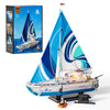 FUNWHOLE Sailboat La Brisa Lighting Building-Bricks Set - City Yacht 1640 Pcs Collection Display Set for mature-themeds and Technic Lovers