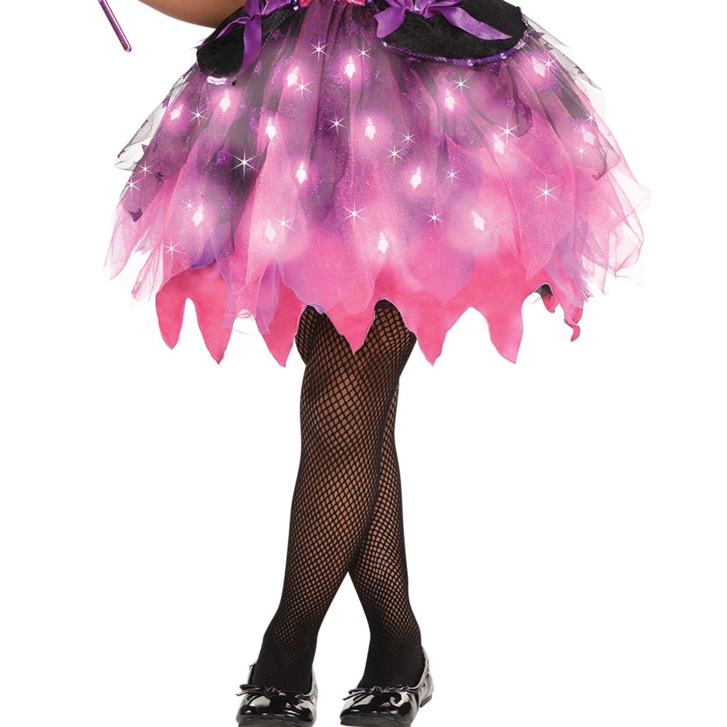 Amscan Girls Light-Up Sparkle Witch Costume, Includes Dress, Hat, And Wand; 3-4T