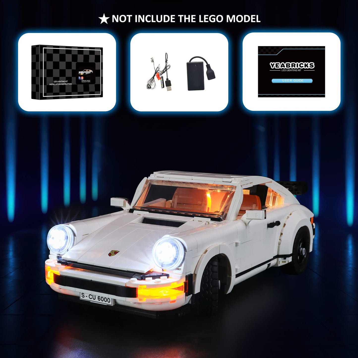 Yeabricks Led Light For Lego-10295 Creator Expert Porsche 911 Building Blocks Model (Lego Set Not Included)