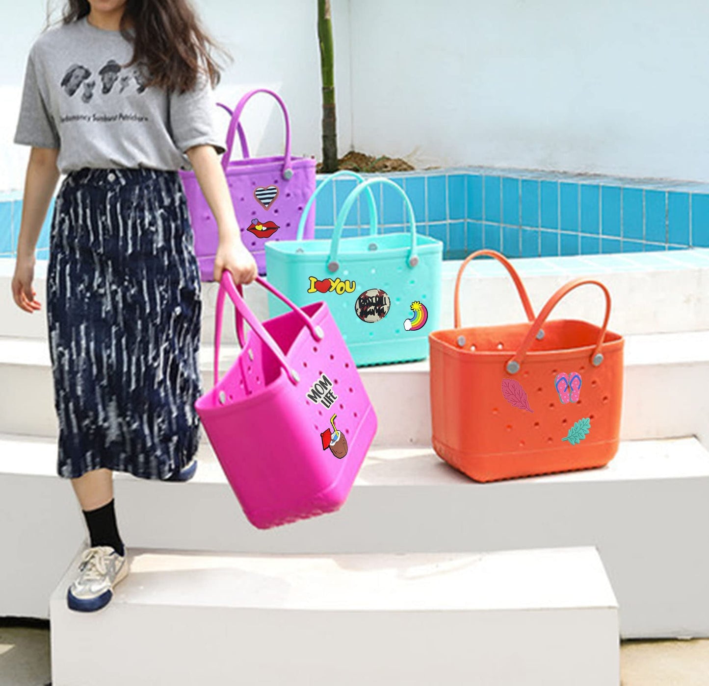 Lckaey Rubber Beach Bag Accessories-PVC Rubber decoration-for EVA Purse Bogg Inserts Y064Figure 31