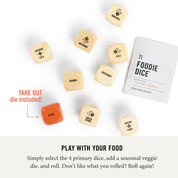Two Tumbleweeds Foodie Dice - New Edition | Play with Your Food! | Set of 9 Dice to Inspire Creative, Seasonal Meals | Includes
