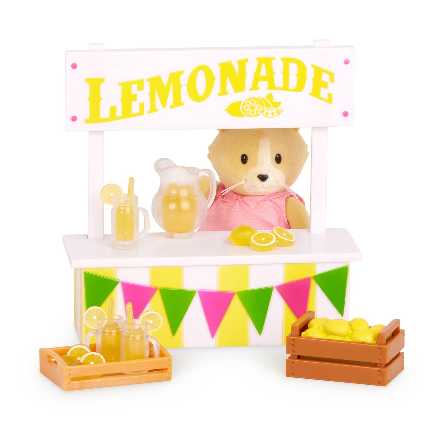Li’L Woodzeez – Honeysuckle Sweet & Treats Playset – 107 Pcs Food Truck & Pretend Play Food – Cat Family With Storybook Included – Doll Playset With Furnitures For Kids 3 Years +