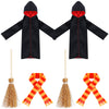 Hungdao 6 Pcs Christmas Clothes Accessories Wizard Robe Outfit Scarf And Broom Costume Dress Up For Christmas Decor