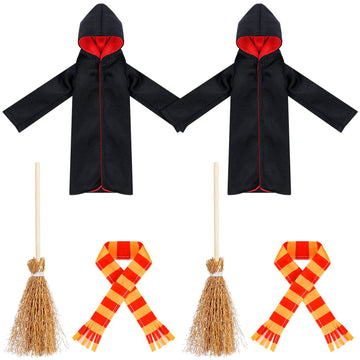 Hungdao 6 Pcs Christmas Clothes Accessories Wizard Robe Outfit Scarf And Broom Costume Dress Up For Christmas Decor