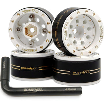 HOBBYSOUL Adjustable Offset 1.0 Beadlock Wheels Brass Rims Negative Offset 44g/Rim for RC Micro Crawler 1/18 TRX4M 1/24 Axial SC