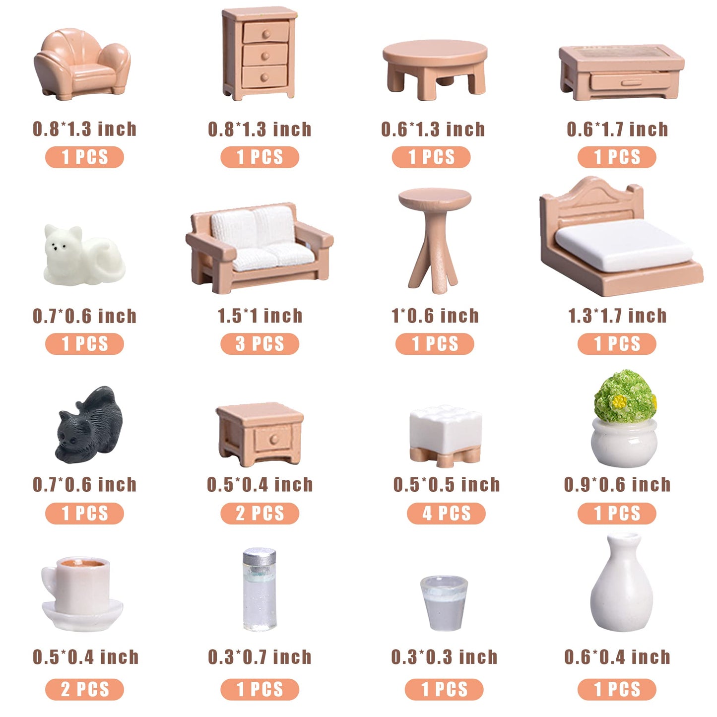 23 Pieces Dollhouse Mini Furniture Decoration Set Diy Accessories Including Dining Room Sitting Living Bedroom Toys For Baby Chi