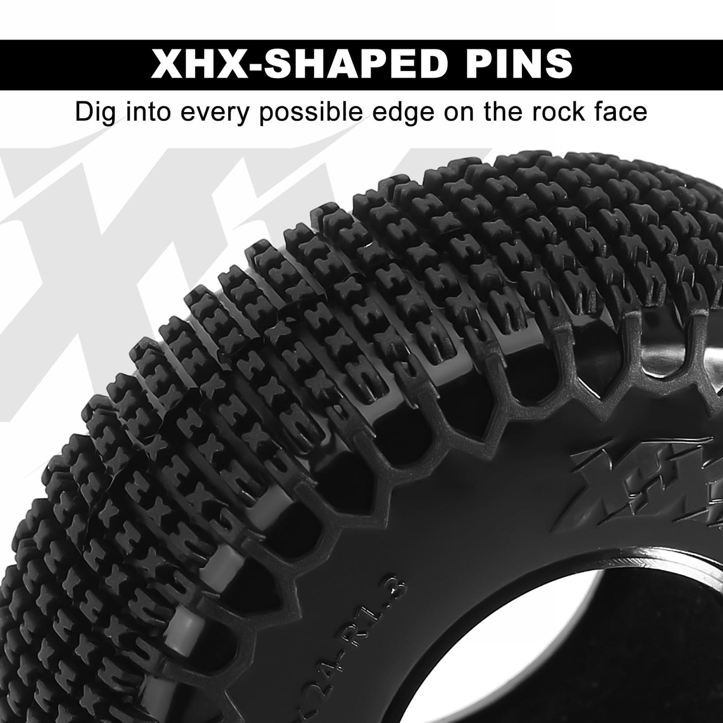 INJORA 1.3'' XHX Pin Tires for TRX4m SCX24, 72 * 24mm, S5 Compound, 4PCs