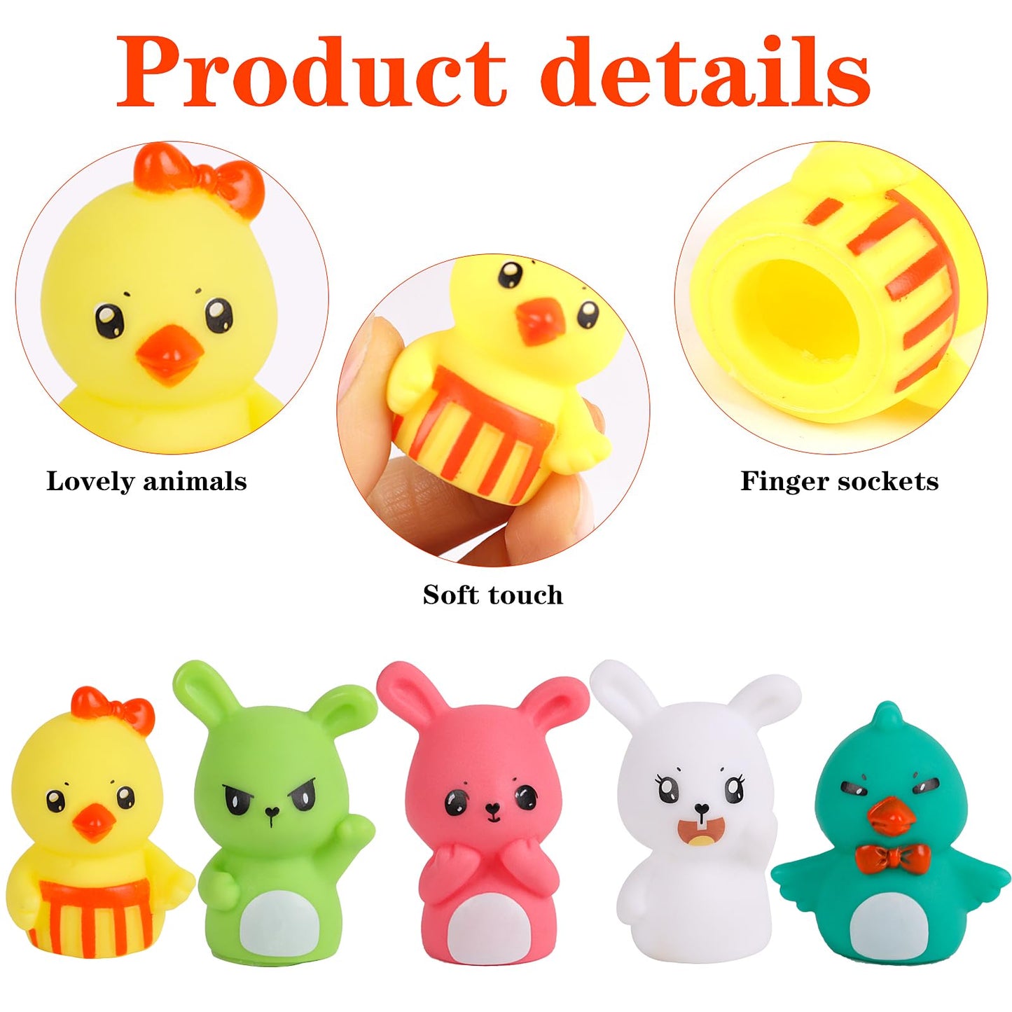 Foimas Easter Finger Puppets Toys,5Pcs Bunny Chick Finger Puppet Toys For Kids Easter Basket Stuffer Egg Filler Gift Bag Fillers
