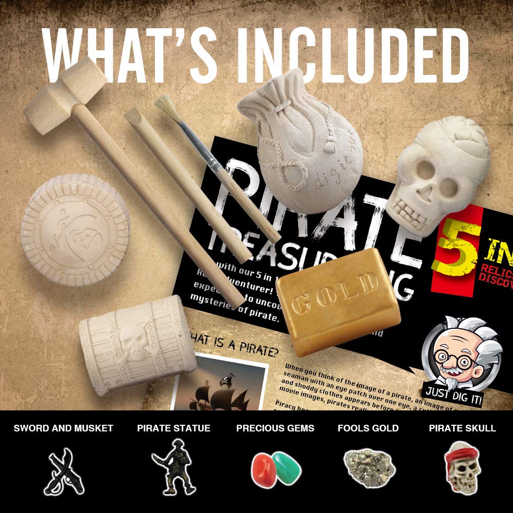 Xxtoys Pirate Treasures Dig Kit Break Into 5 Bricks Treasure Excavation Kits Pirate Toys Gems Dig Kits Interactive Excavating Toys Great Birthday Gift Party Supplies Archeology Educational Stem Kits