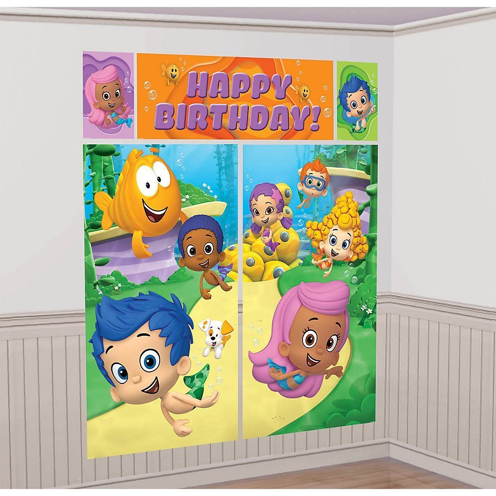 Amscan Bubble Guppies Wall Poster Decorating Kit, 5pc, Multi-colored, Plastic, One Size, Model 670389