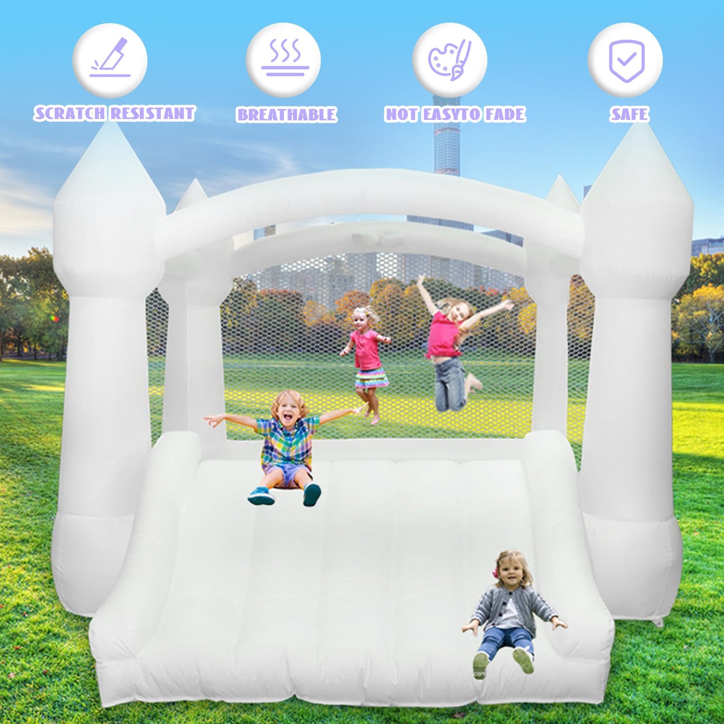 Aksport Inflatable Bounce House,White Castle Bounce House For Kids 3-6 Indoor & Outdoor Inflatable Bouncer House With Slide & Ai