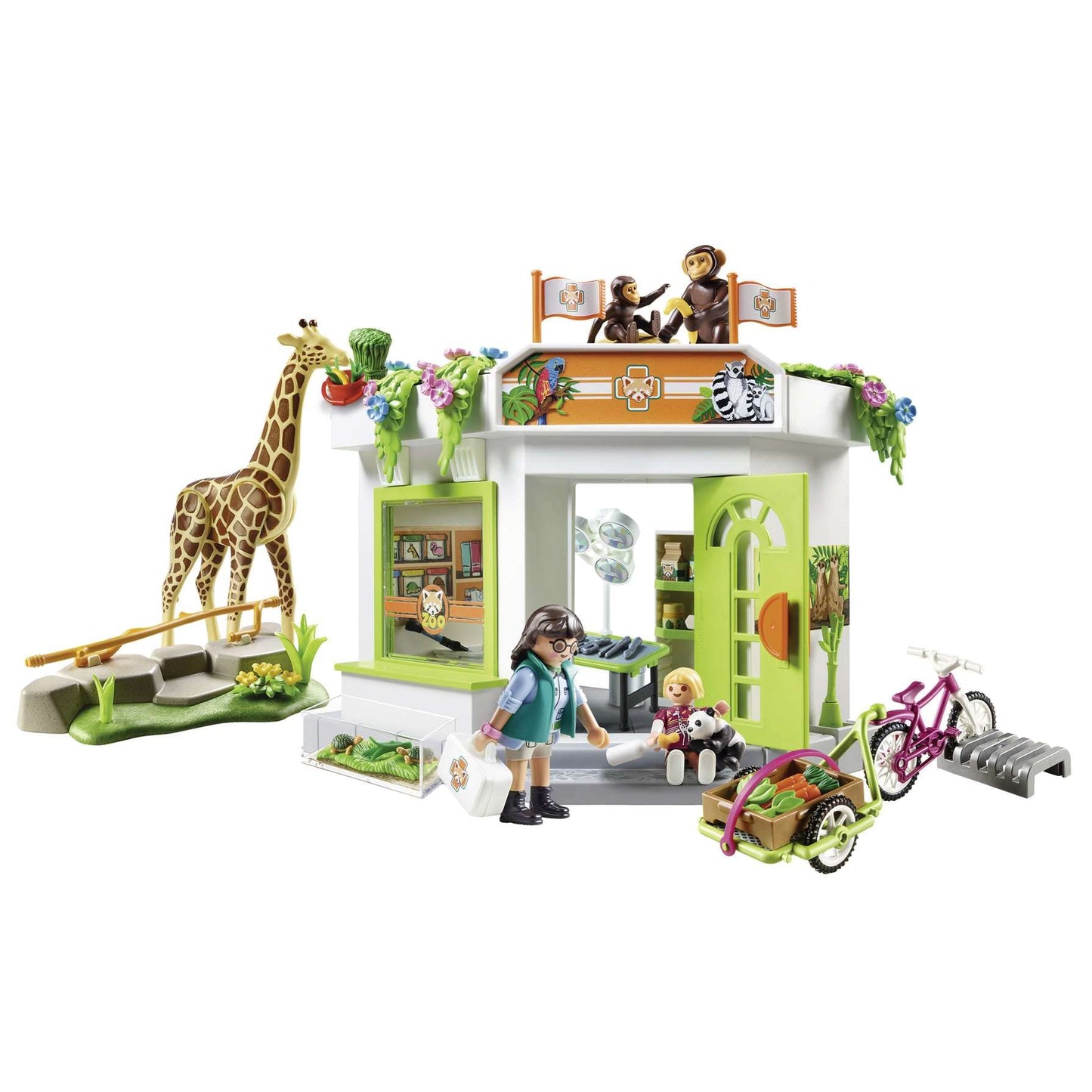 Playmobil Zoo Veterinary Practice - Plastic Animal Care Set, One Size, Brown/Green/White, Model 70900