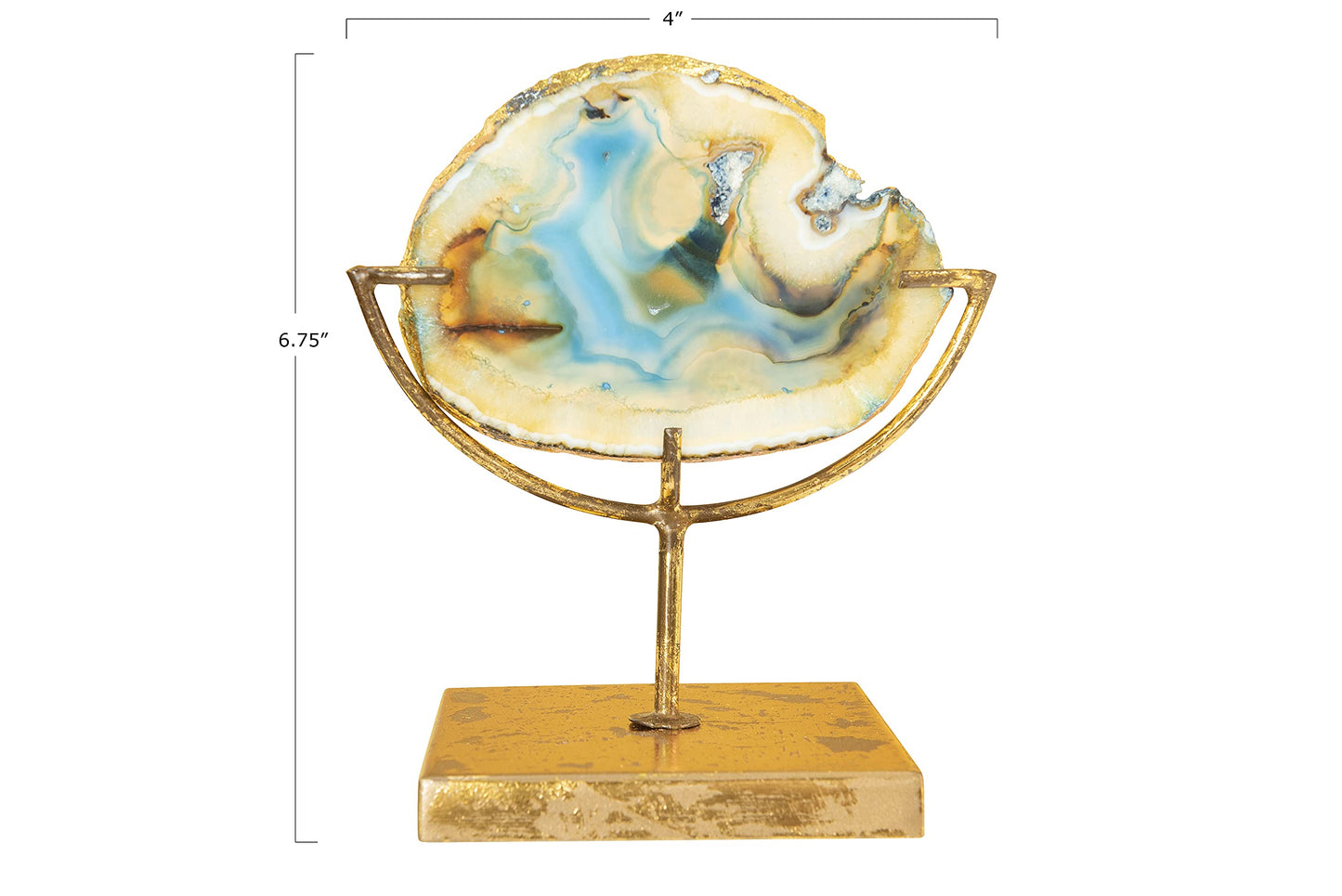 Decorative Agate Stone Slice On Metal Stand