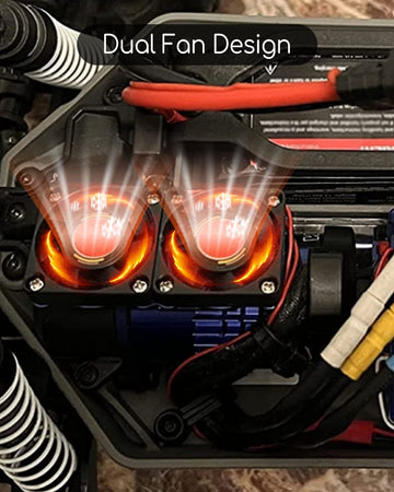 WUMZIJ VXL-3s ESC Cooling Fan Dual Set, Aluminum, Red, Compatible with Traxxas Slash 4x4, Stampede 4x4, Rustler 4