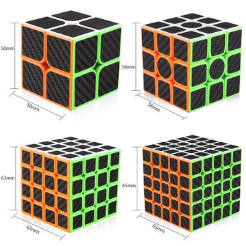 Cfmour Speed Cube 2X2 3X3 4X4 5X5 Set, Fast Magic Cube Bundle For Kids, Smooth Carbon Fiber Cubes, Puzzle Toys