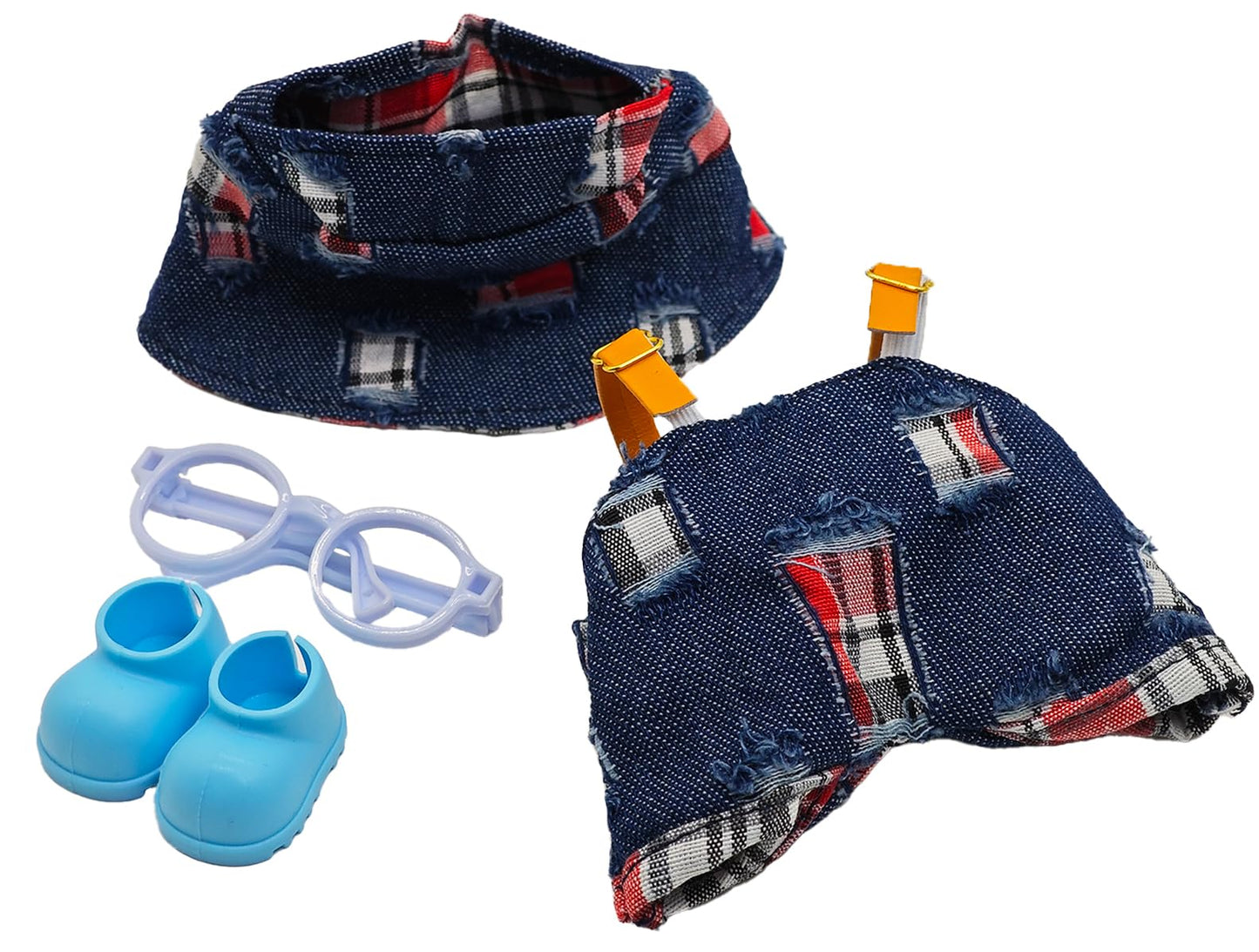 Doll Clothes Accessories Set for 17cm Funny Outfit Set Compatible with 17 cm Adorable Doll Clothing Set Cute Clothes for Dress up Unique Style No Doll Included (Denim Blue)