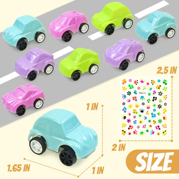Vileafy 60-Pack Mini Pull Back Cars & Stickers - Party Favors For Kids Age 3-8 - Fun Bulk Toy Cars For Goody Bags, Carnival Priz