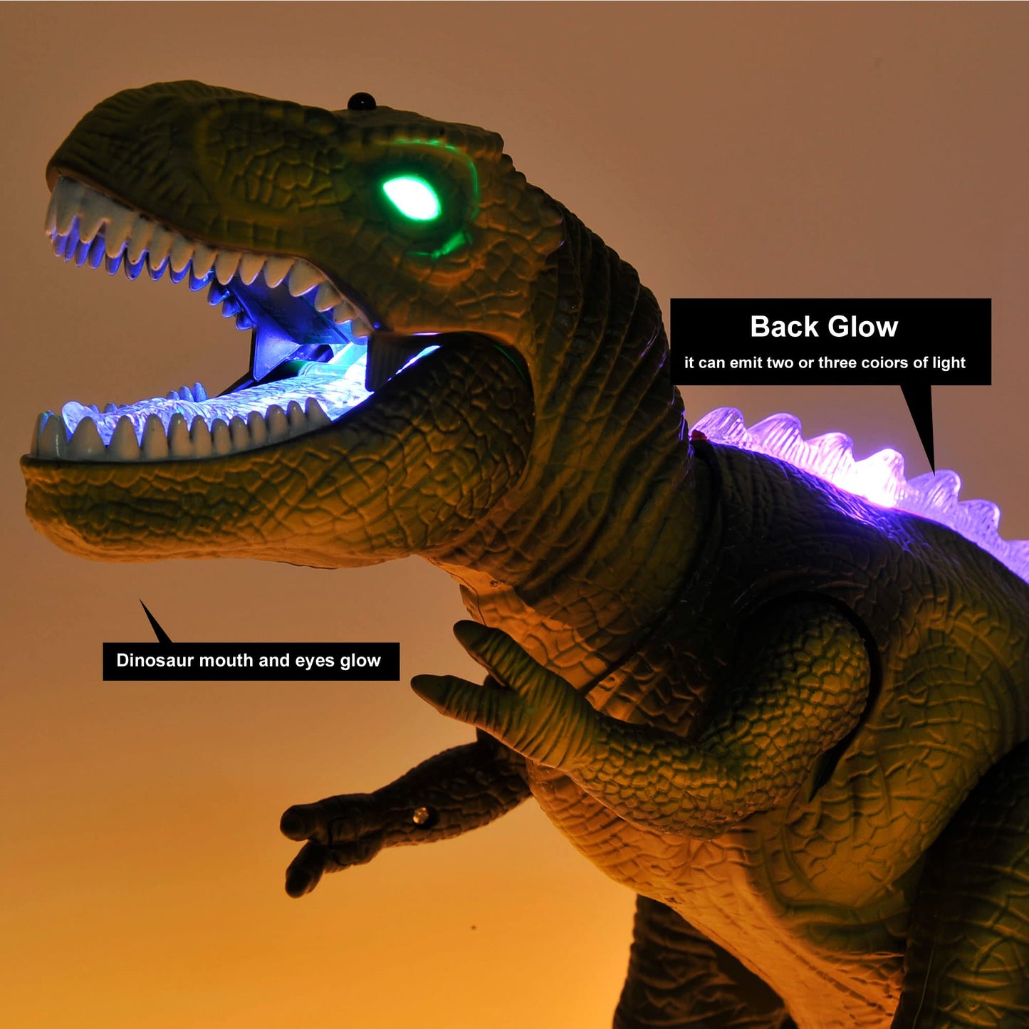 Powertrc Remote Control Dinosaur T-Rex Toy For Kids | Realistic Prehistoric Sounds | Dinosaur Robot Toy Lights Up And Roars | Walking Rc T-Rex Robot Toy (Green)