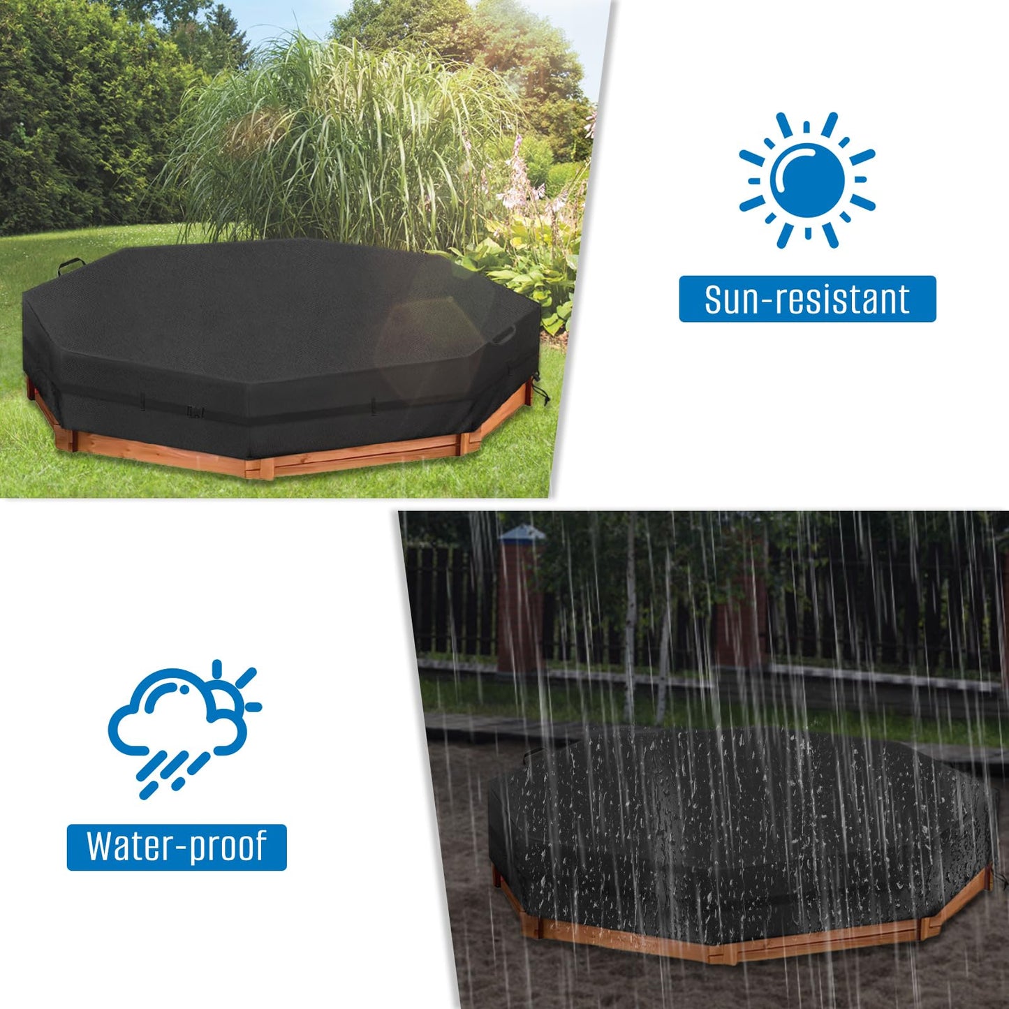 Siruiton Octagon Sandbox Cover, 420D Oxford Cloth Waterproof, Windproof And Dustproof, Waist With Adjustable Buckle For Stabilit