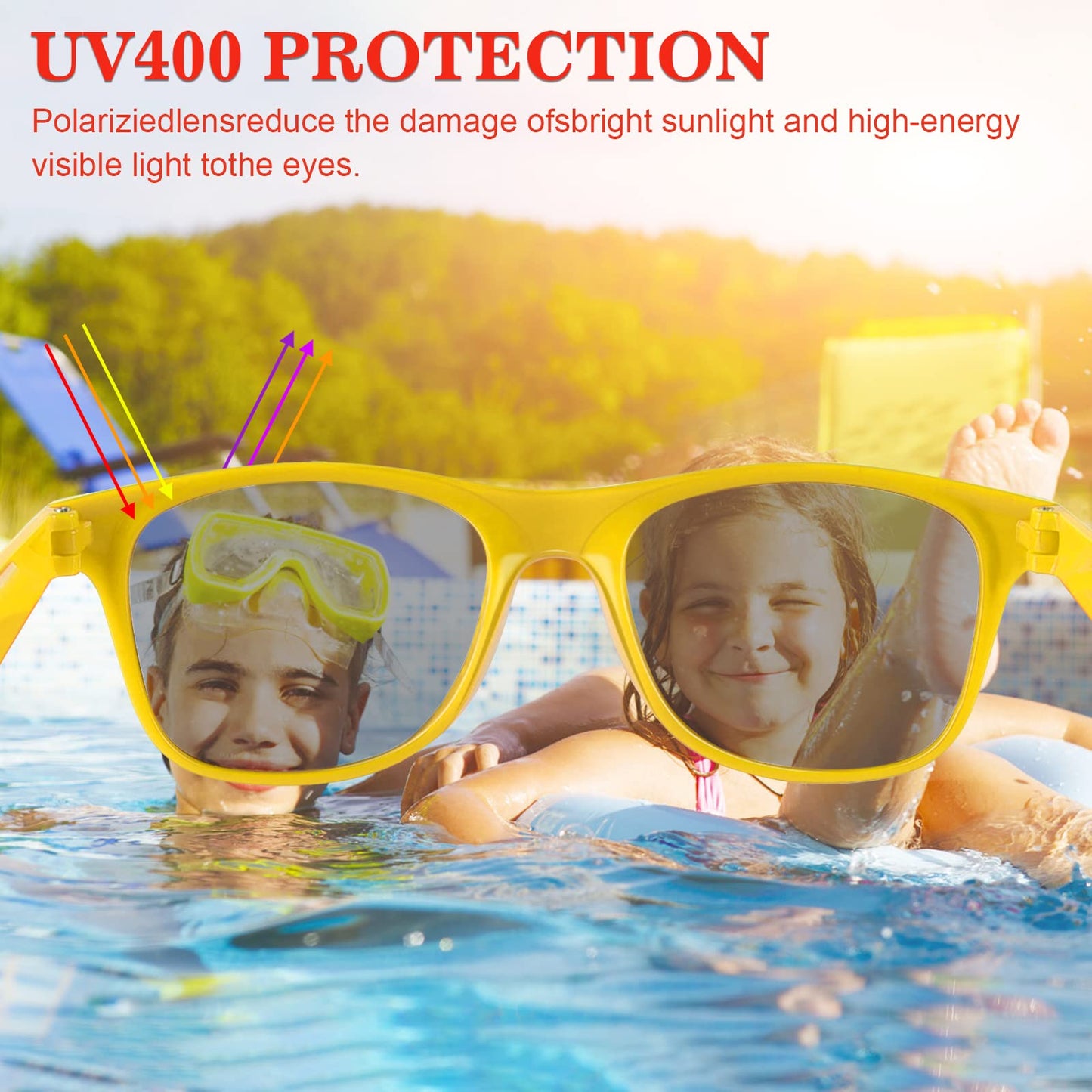 Tuparka 20 Pack Kids Sunglasses Bulk For Summer Pool Party Favors Birthday Parties Goody Bag Fillers, Yellow
