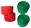 Red and Green Crepe Streamers - 4 Rolls