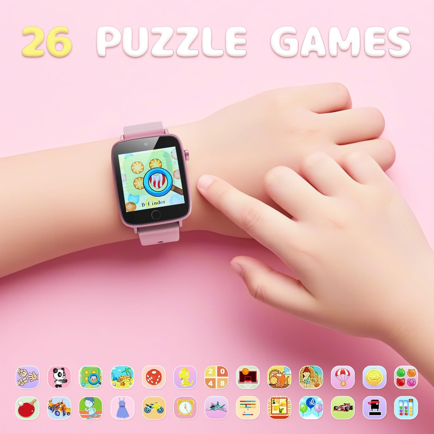 Kids Watches For Girls Toys Age 4-12, Zuodun Smart Watch For Kids With Camera, 26 Puzzle Games, Alarm Clock, Pedometer, Audioboo