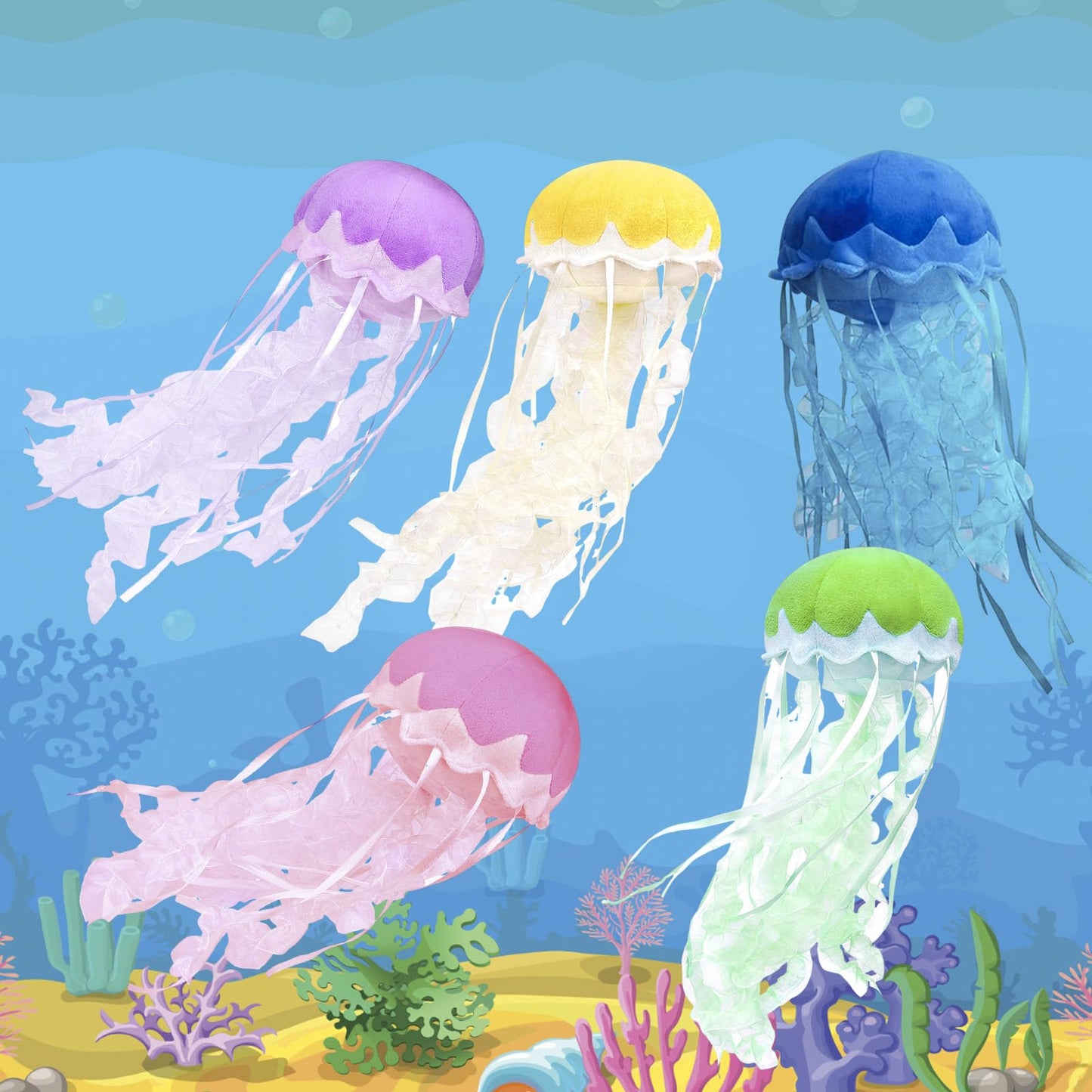 Double Bread Realistic Jellyfish Stuffed Animal, Cute Jellyfish Plush Toy For Birthday Room Decor, Sea Animal Jellyfish Collection Gift For Boys And Girls(Purple)