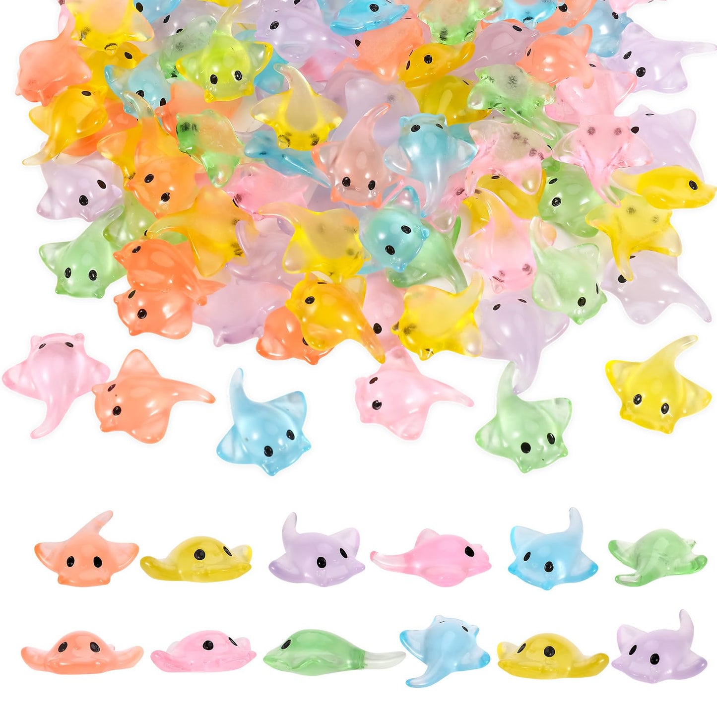 GGSTDDUP 120 PCS Miniature Sting Ray Statues, Mini Sting Ray Fish Cake Decoration, Mini Sting Ray Fish Marine Animal Toy Cake De