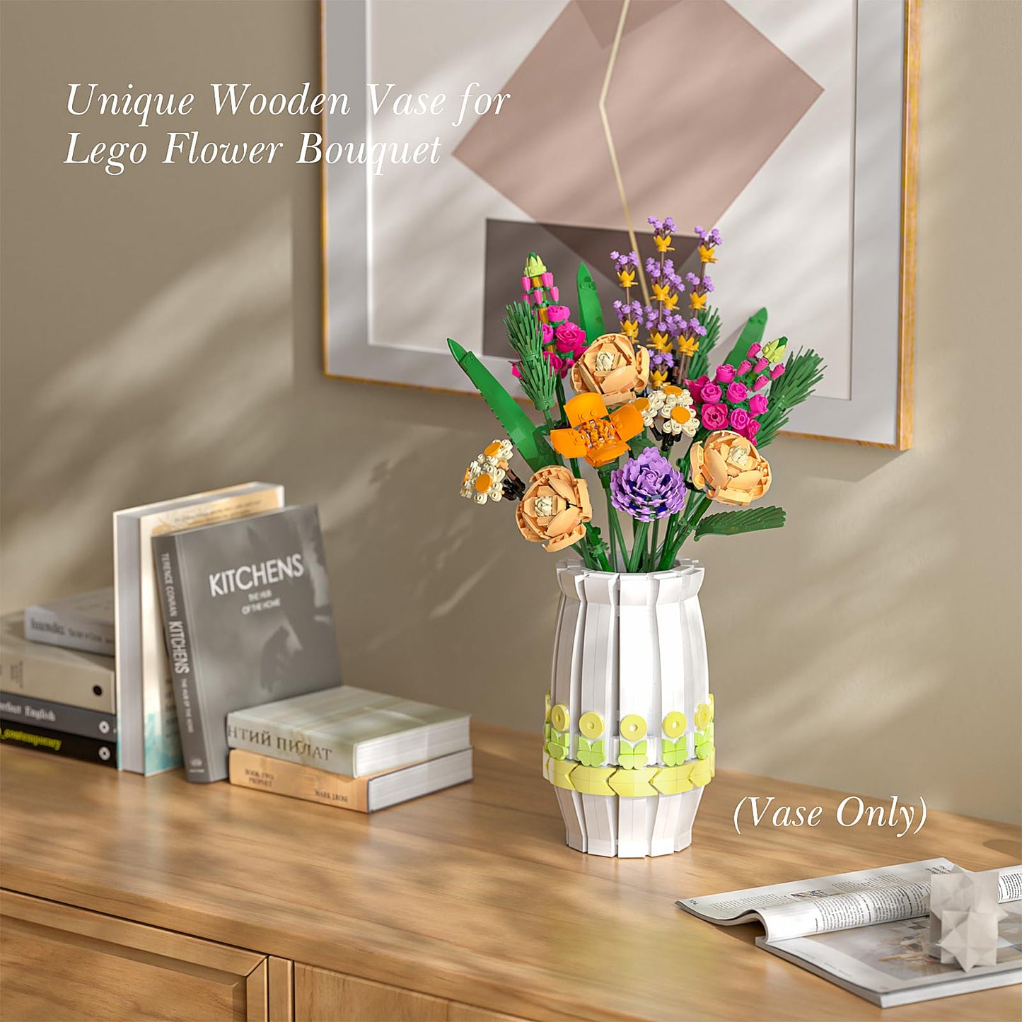 Flower Vase For Lego Bouquet, White Vase Building Set For Lego Roses Sunflowers Wildflower Daffodils Lotus Cherry Blossoms, For