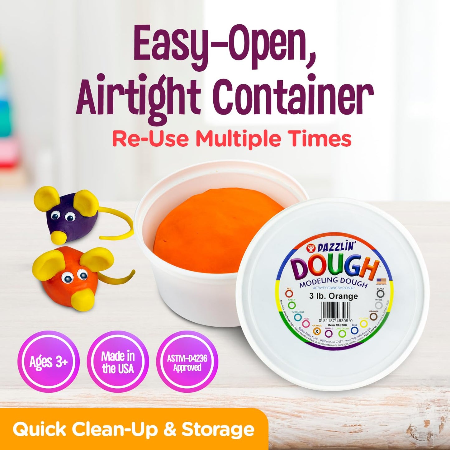 Dazzlin’ Modeling Dough – Non-Toxic Christmas Craft Dough, Unscented, Orange, 3Lbs – Kids Arts & Crafts, Christmas Gifts For Girls & Boys, Stocking Stuffers By Hygloss Products