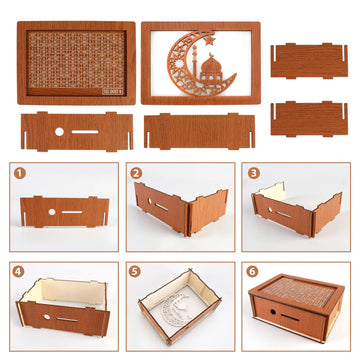 Bixmk Savings Box With Money Target And Numbers, Wooden Money Box, Money Saving Box, Cash Savings Box, Money Box For Cash Saving, Best Gift For Friends (10000$-Moon)