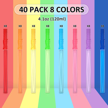 Inscraft 40 Pack 14’’ Big Bubble Wands, 8 Colors Bubbles Bulk For Summer Toy, Outdoor / Indoor Activity Use, Easter, Birthday, Graduation, Shower, Bubbles Party Favors Supplies For Kids Toddlers